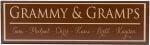 Chocolate Family Established Sign with tan border, tan Grammy and Gramps, and individual family names along bottom of sign