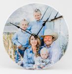 Personalized Photo image on wood wall clock with round background of family.