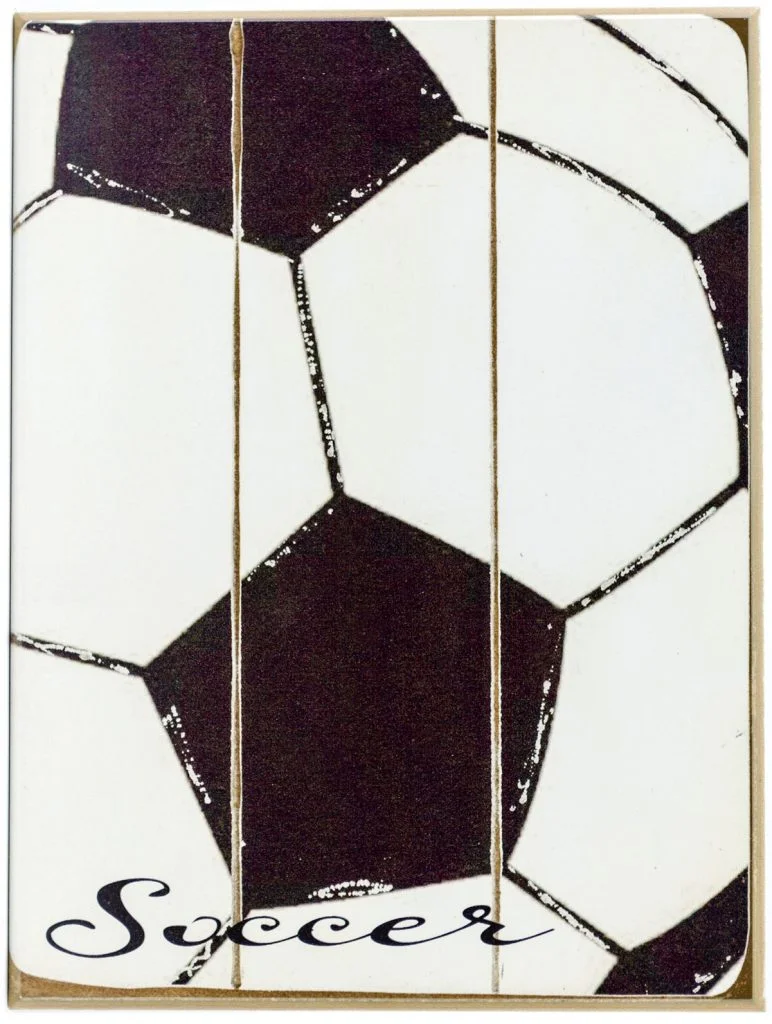Soccer wood plaque for boys or girls room decor.
