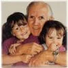 wood print of photo grandfather holding his granddaughters